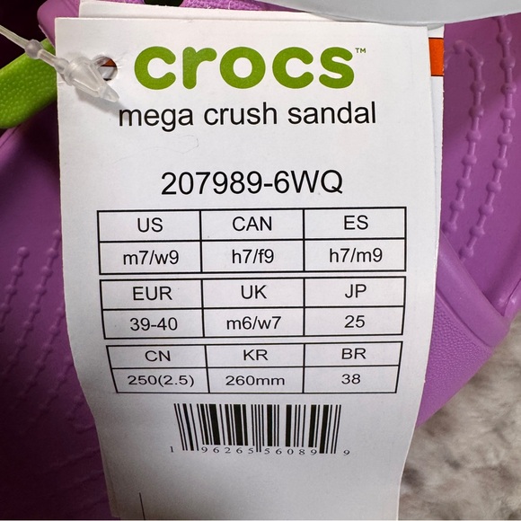 CROCS Mega Crush Sandal - Platform Pink and Purple - Size M 7 / W 9 - Picture 10 of 11